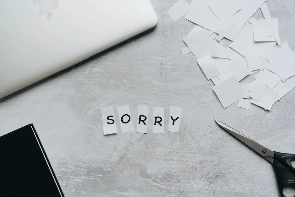 Bild eines Entschuldigungsbriefs an den Chef mit dem Text 'Entschuldigung' in großen Buchstaben geschrieben.